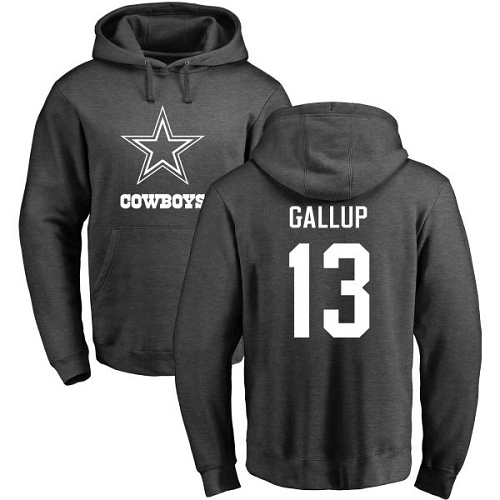Men Dallas Cowboys Ash Michael Gallup One Color #13 Pullover NFL Hoodie Sweatshirts->nfl t-shirts->Sports Accessory